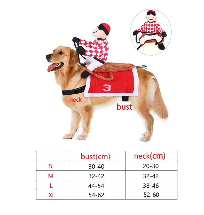 Dog fancy dress Horseback Riding Cosplay Costume Halloween Funny New Year's Dog Suit Soft Breathable Clothes Dogs Accessories