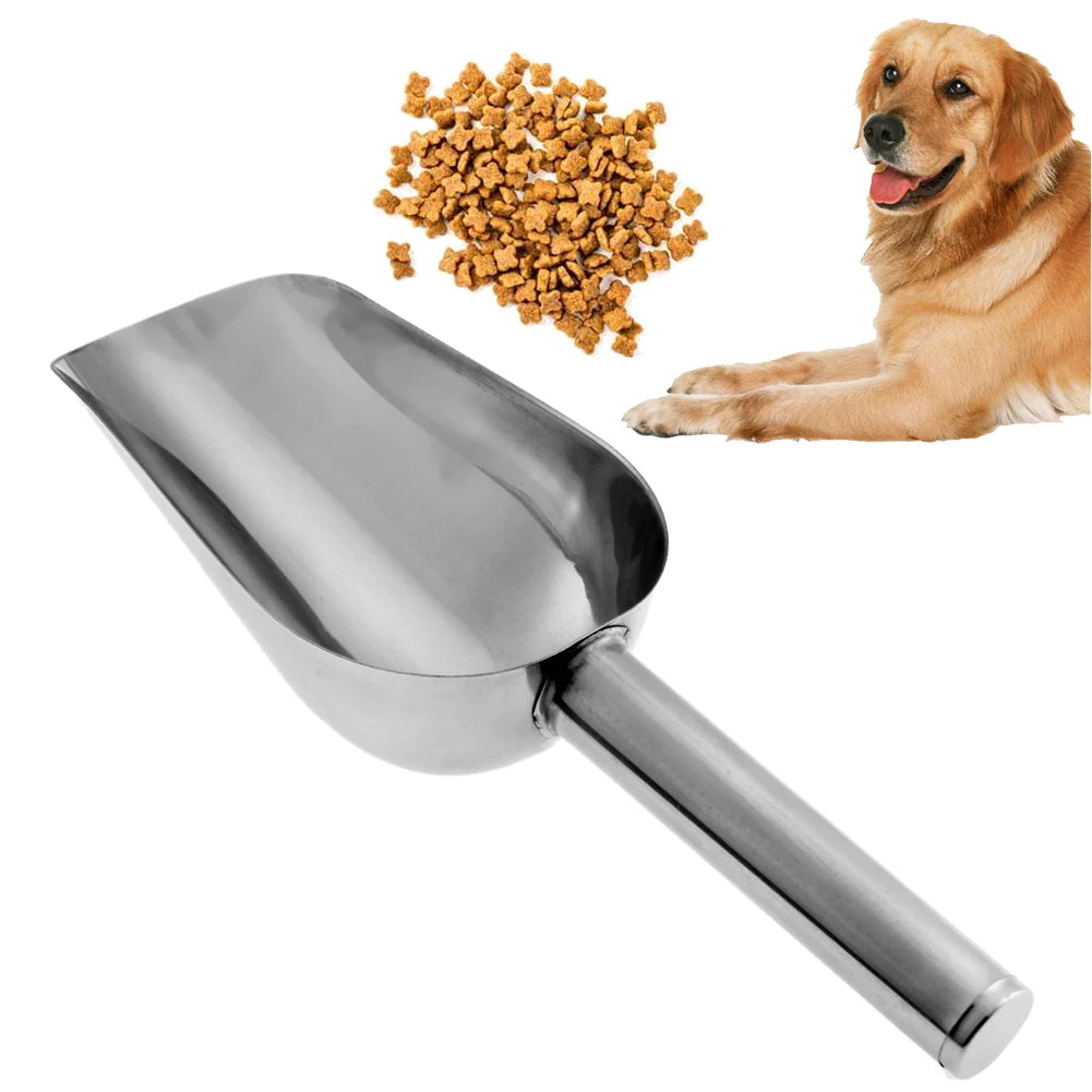 Pet Feeding Shovel Cat Food Scoop Large Capacity Thickening Dog Food Scoop Spoon Stainless Steel Shovel Pet Feeder