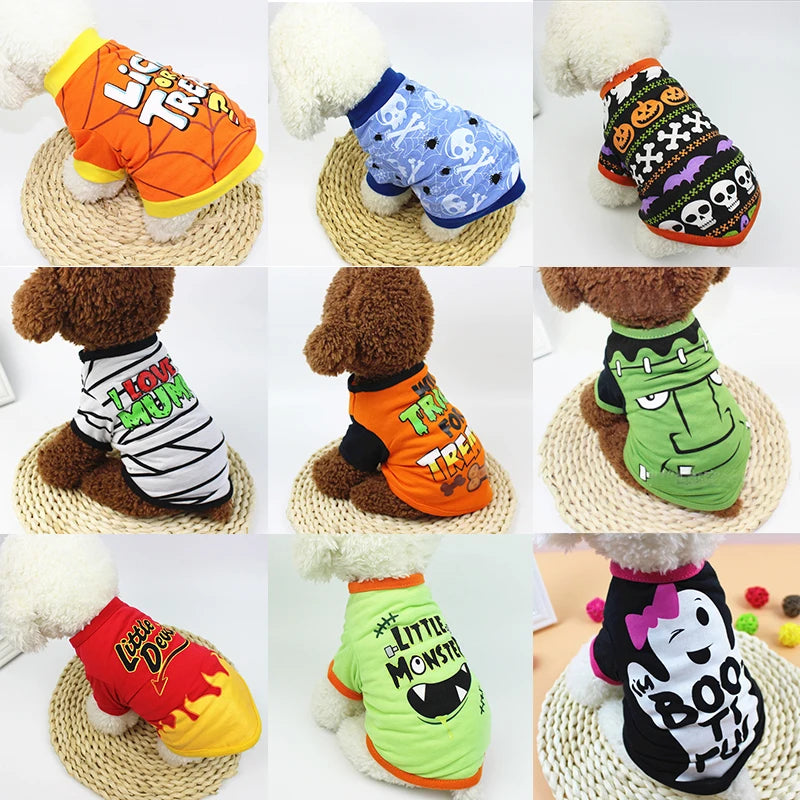 Halloween Dog Clothes Funny Pet Costumes For Small Dogs Shirt Grimace Pumpkin Cat Hoodies For kitty Puppy Party Dress Up Outfit
