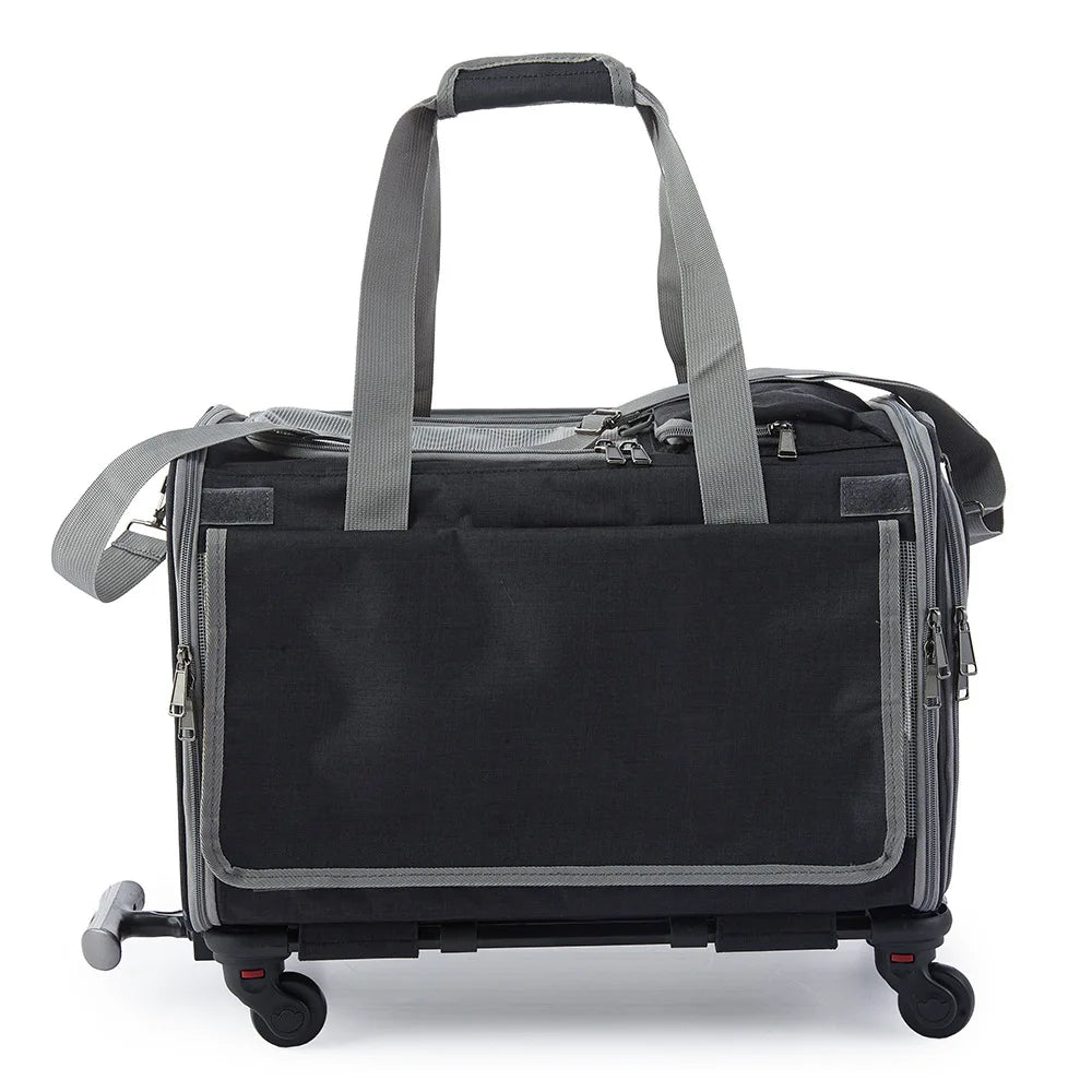 Collapsible Pet Rolling Luggage Portable Dog & Cat Travel Carrier with Wheels for Outdoor Trips，2in1 Pet Travel Carrier Stroller