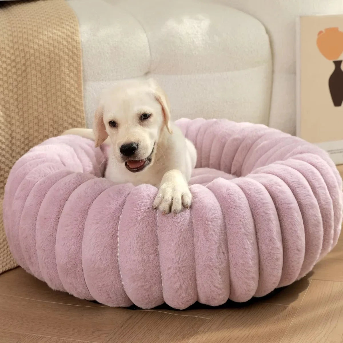 40-70cm Round Pet Bed for Dog Bed Super Soft Cat Bed Long Plush Dog House for Medium Dog House Winter Warm Sleeping