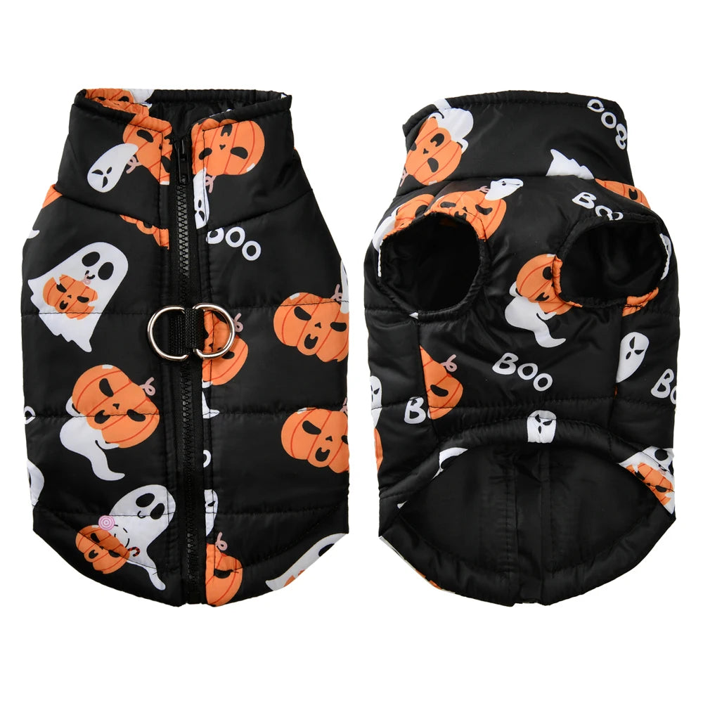 Halloween Dog Jacket Coat Autumn Winter Puppy Clothes For Small Medium Dogs Cat Funny Pumpkin Print Pet Cosplay Costume Yorkie
