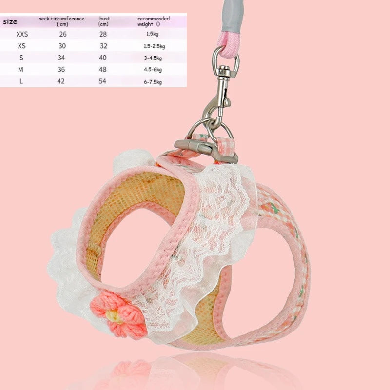 Anti Slip Dog Leash Vest Style Teddy Bear Pomeranian Chest Harness Puppy Leash Dog Chain Walking Dog Leash