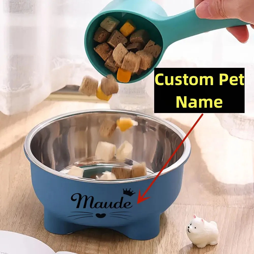Personalized Stainless Steel Pet Dog Bowl Removable Anti Slip Four-Legged Solid Color Dog Cat Name Bowl Custom Gift Pet Products