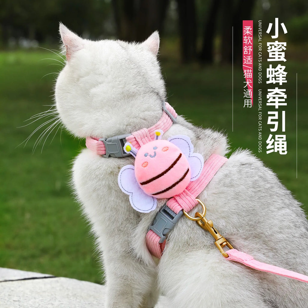 Cat Leash Harness Little Bee Pet Escape-Proof Harness Cat Walking Leash