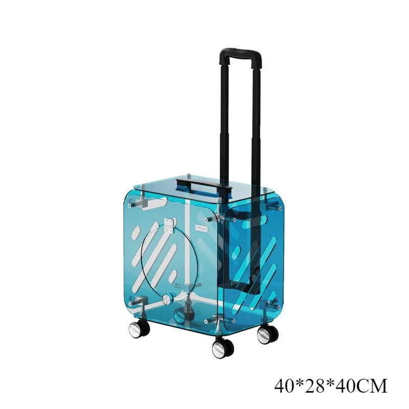 Pet Trolley Box Out Portable Transparent Hand Luggage Travel Trolley Airline Case Large Capacity Carriers for Dog Accessories