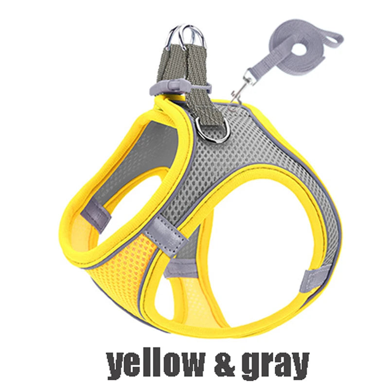 XXXS-L Reflective Pet Harness Dogs Strap with Leash Adjustable Harness Vest Breathable Collars for Chihuahua Small Large Dogs