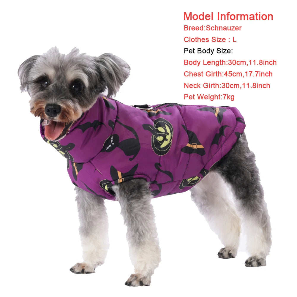 Halloween Dog Jacket Coat Autumn Winter Puppy Clothes For Small Medium Dogs Cat Funny Pumpkin Print Pet Cosplay Costume Yorkie