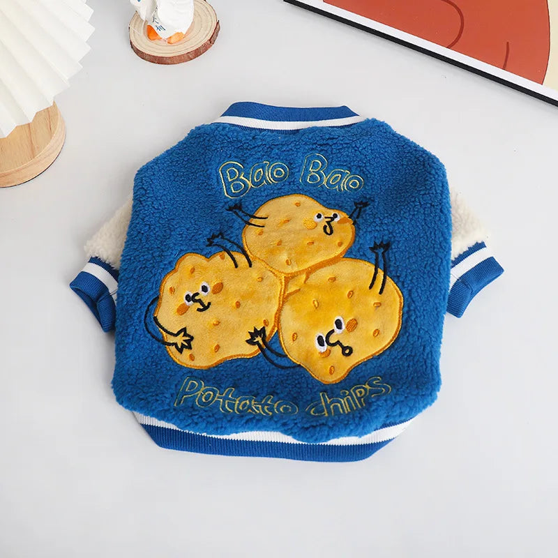Thickened Warm Baseball Jacket, Pet Clothes, Autumn and Winter