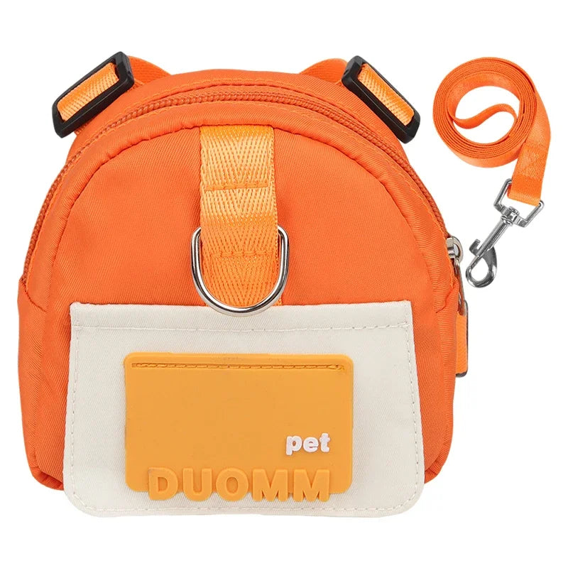 Pet Snack Storage Bag with Leash Large-capacity Multifunction Dogs Backpack Adjustable Harness Backpack Suitable Pet Travel Walk