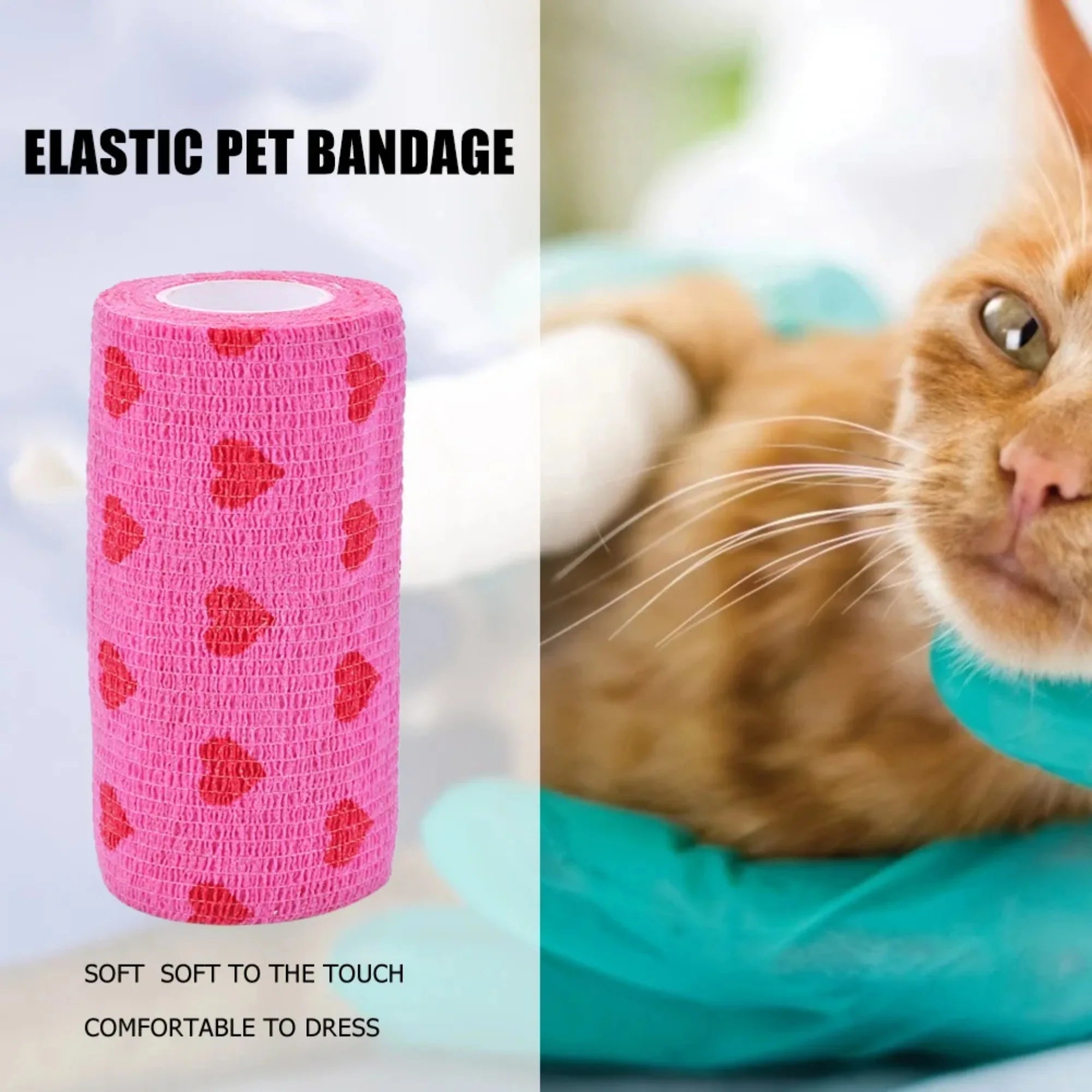 Cat Self-adhesive Elastic Bandage Dog Cat Bandage Leg Cover Protector Strap Bandage Non-woven Cohesive Bandage for Pet