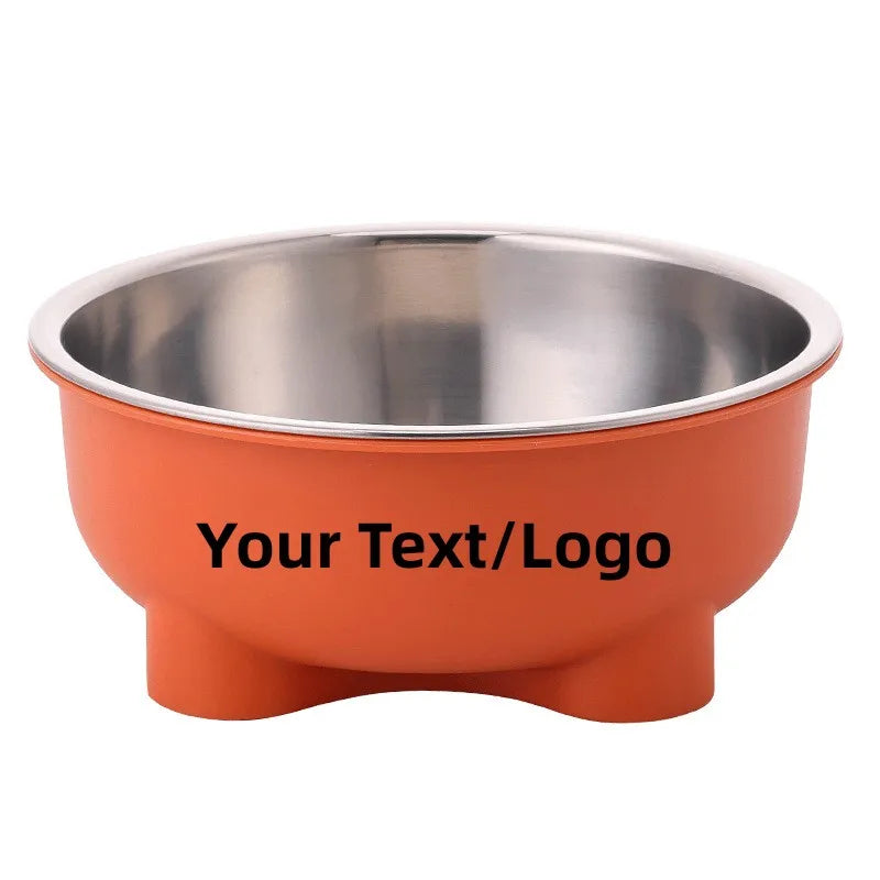 Personalized Stainless Steel Pet Dog Bowl Removable Anti Slip Four-Legged Solid Color Dog Cat Name Bowl Custom Gift Pet Products