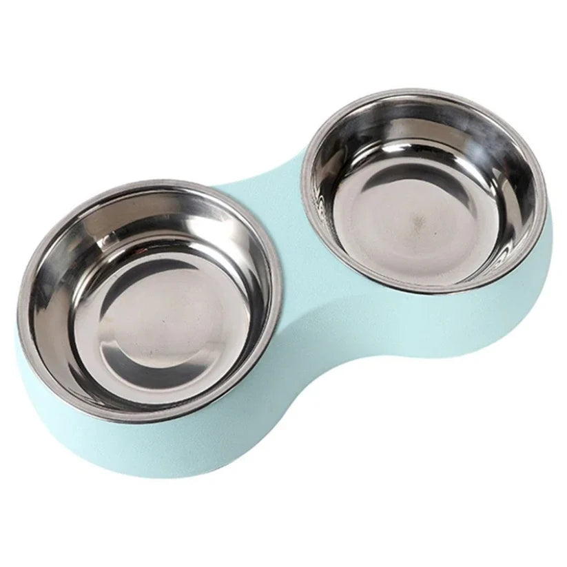 Double Pet Food Bowl Stainless Steel Drinkware Pet Drinking Food Dog Food Puppy Feeding Supplies Kitten Food Water Accessories