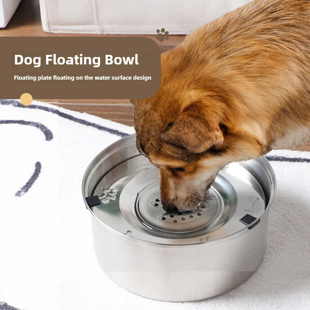 Big Capacity 304 Stainless Steel Dog Floating Bowl No Spill Anti-Splash Dog Cat Water Dispenser Non-Slip Pet Water Feeder Bowl