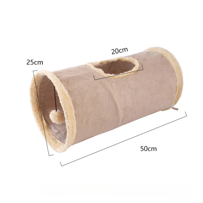 Collapsible Plush Cat Tunnel Suede Fabric Puppy Play Chase Hide Tunnel Tube Indoor for Game Exercising Hiding Training Pet Toys