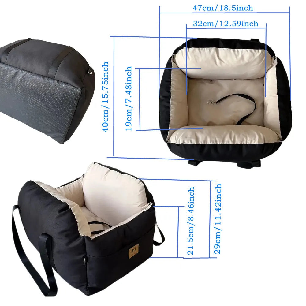 Dog Car Seat with Safety Belt Four Season Universal Pet Ooster Nest Cushion Washable Dogs Cats Sofa Bedding Travel Mattress
