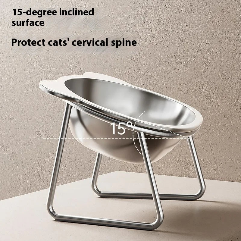 Eco-Friendly Stainless Steel Cat Bowl Stand - Elevated Feeder Anti-Tip Easy Clean Durable Pet Dish for Healthy Eating
