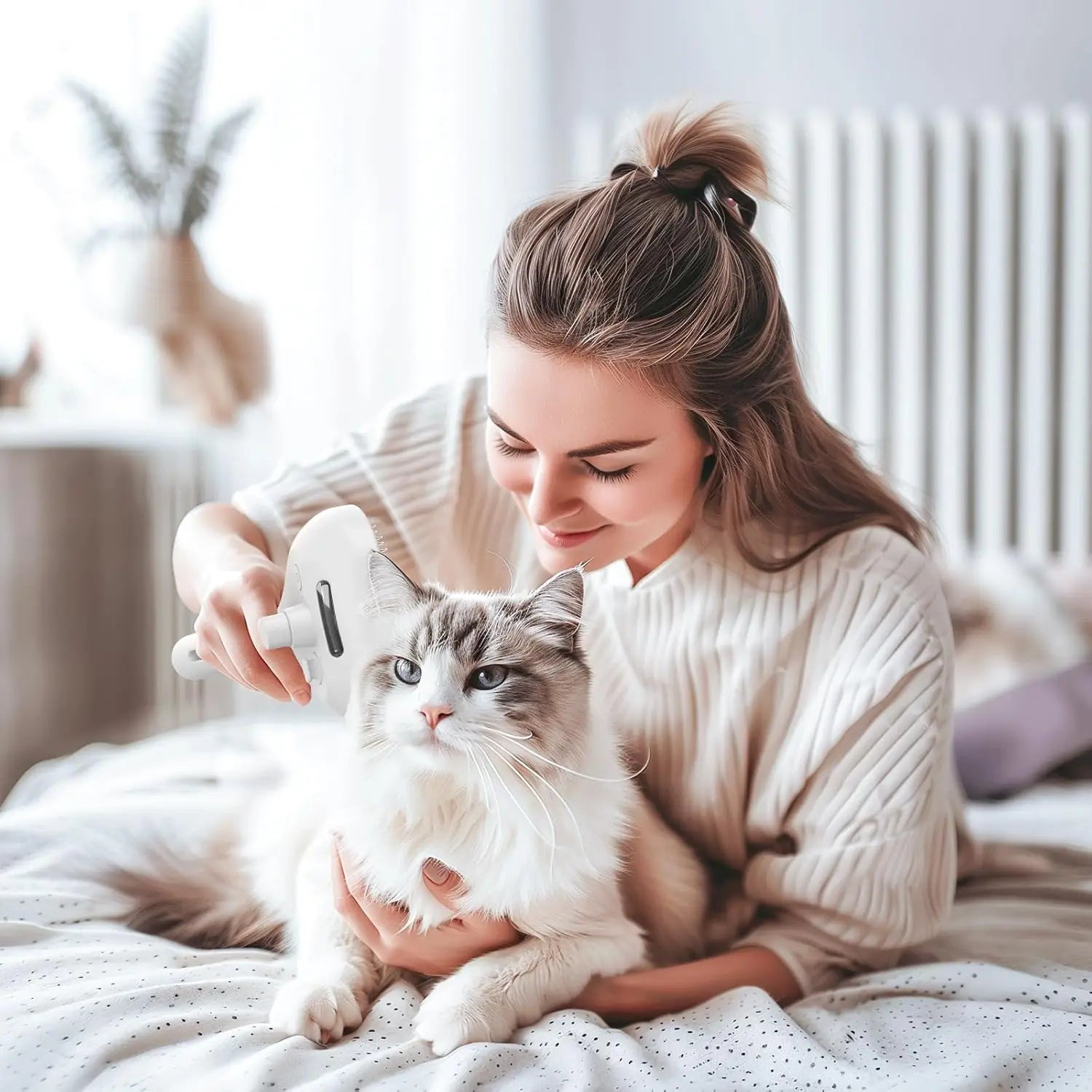 Spray Cat Brush for Shedding - Pet Hair Removal Comb with Water Tank and Release Button Cat Dog Steam Brush Pet Steam Brush