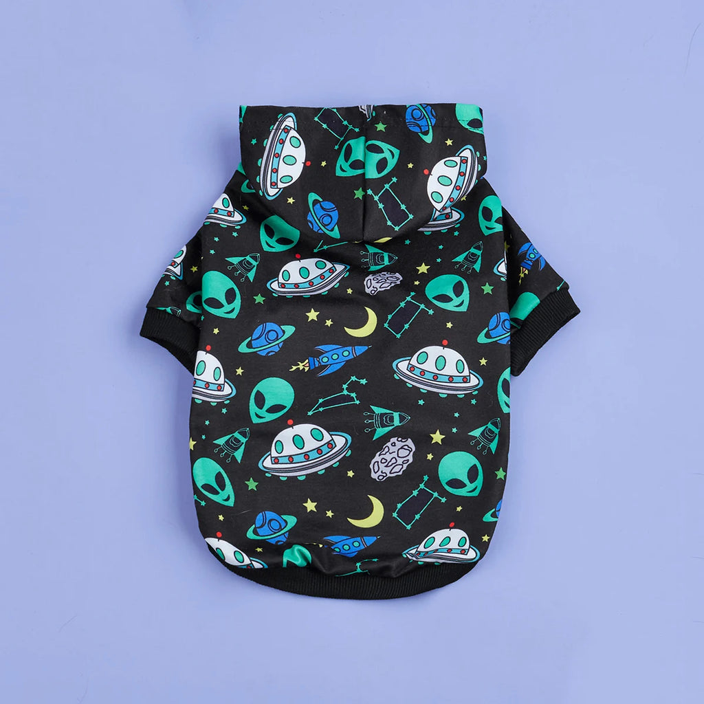 Alien Dog Hoodie Dog Warm Jacket Coat Puppy Sweatshirt Flying Saucer Christmas Halloween Dog Costume  Winter Dog Clothes Pet App