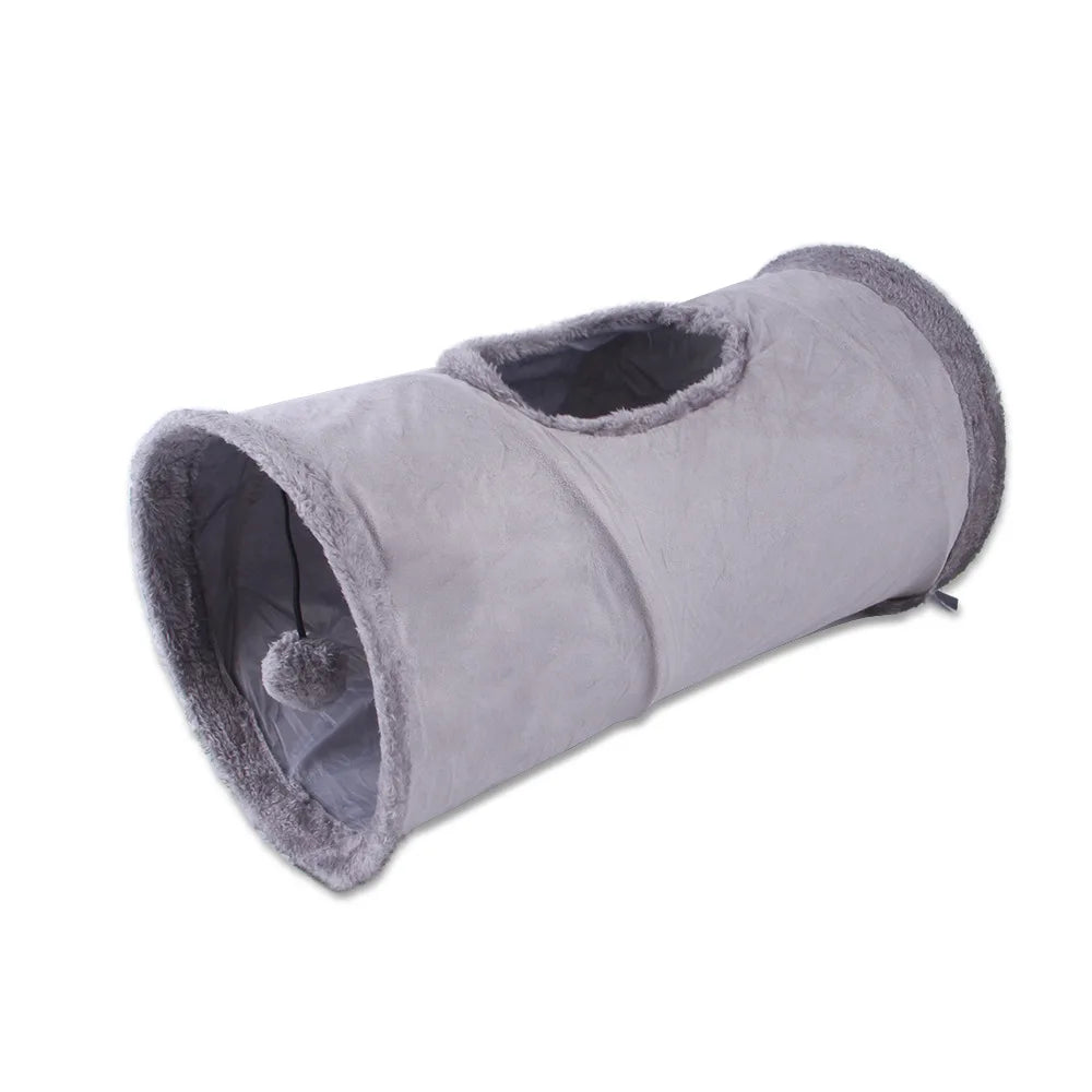 Collapsible Plush Cat Tunnel Suede Fabric Puppy Play Chase Hide Tunnel Tube Indoor for Game Exercising Hiding Training Pet Toys