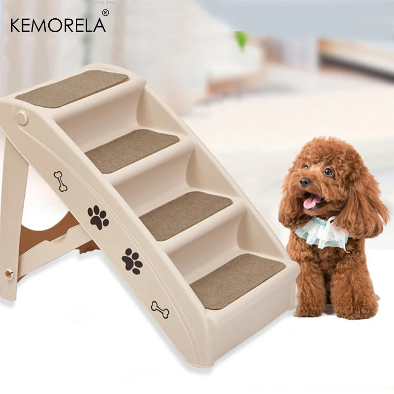 KEMORELA 4 Layers Folding Pet Stairs for Small and Medium Dogs Non-Slip Climbing Steps for Convenient Safe Design for Indoor