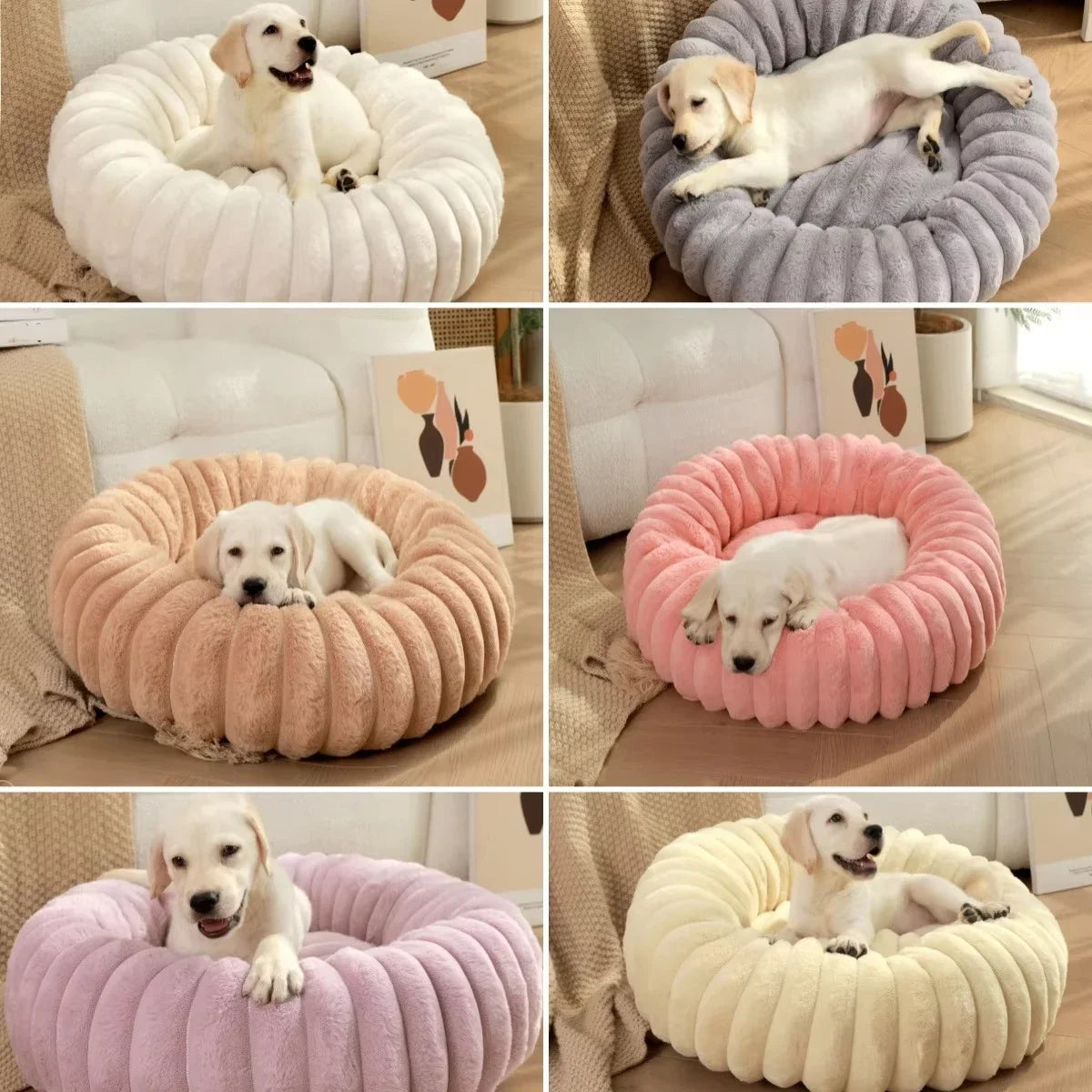 40-70cm Round Pet Bed for Dog Bed Super Soft Cat Bed Long Plush Dog House for Medium Dog House Winter Warm Sleeping