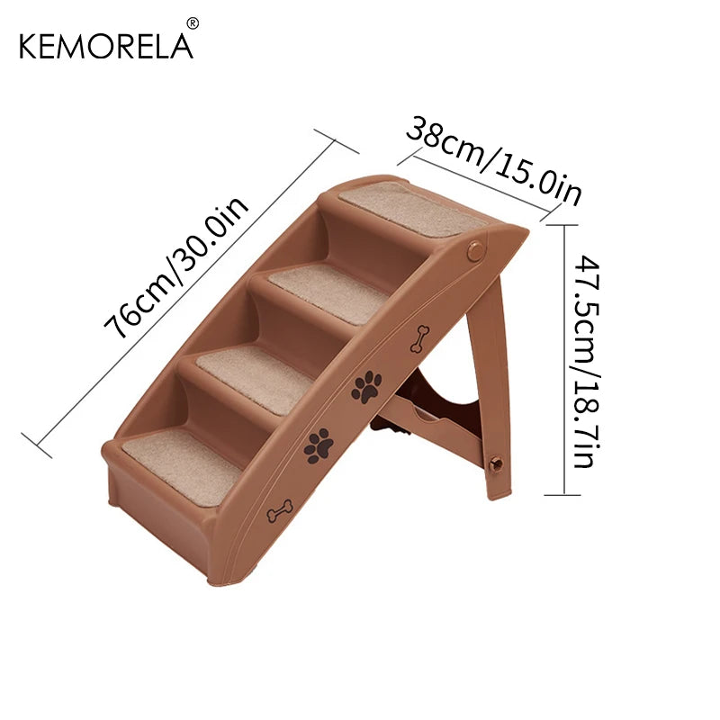 KEMORELA 4 Layers Folding Pet Stairs for Small and Medium Dogs Non-Slip Climbing Steps for Convenient Safe Design for Indoor