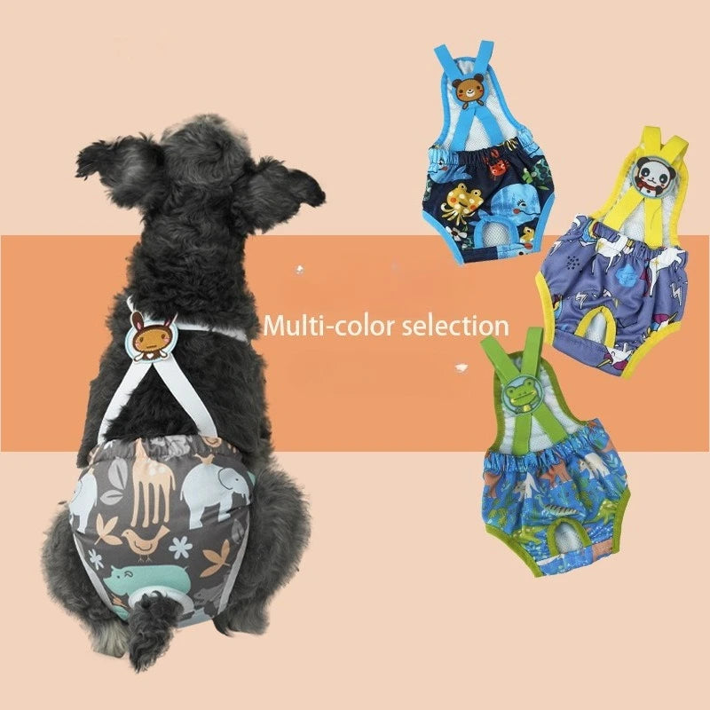 New Cartoon Print Pet Dog Shorts Diaper Sanitary Physiological Pants Washable Female Short Panties Menstruation Underwear Briefs