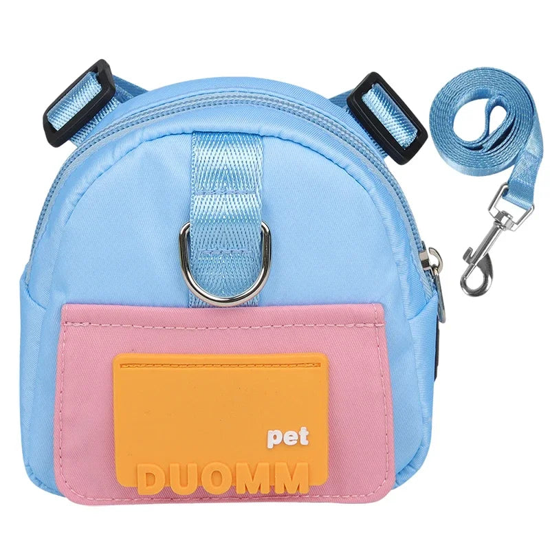 Pet Snack Storage Bag with Leash Large-capacity Multifunction Dogs Backpack Adjustable Harness Backpack Suitable Pet Travel Walk