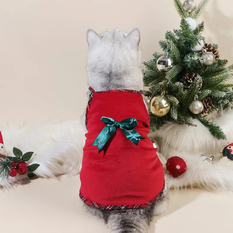 Pet Christmas Plaid Dress Cat Halloween Veil Dress Dog Christmas Clothes Dog Dresses for Small Dogs Puppy