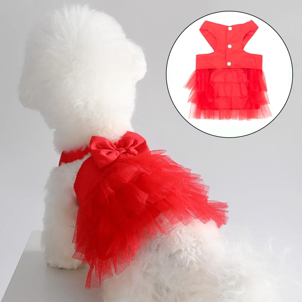 Pet Supplies Soft  Dog Lace Dress Breathable Comfortable Dog Princess Dress with Bowknot Pet Dress York