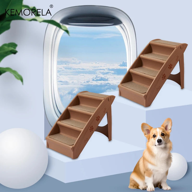 KEMORELA 4 Layers Folding Pet Stairs for Small and Medium Dogs Non-Slip Climbing Steps for Convenient Safe Design for Indoor