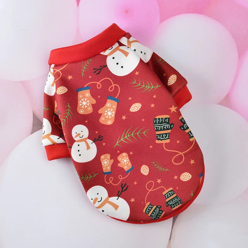 Christmas Dog Clothes Winter Warm Pet Coat Puppy Sweatshirt for Small Large Dogs Pomeranian Bulldog Cartoon Print Clothing