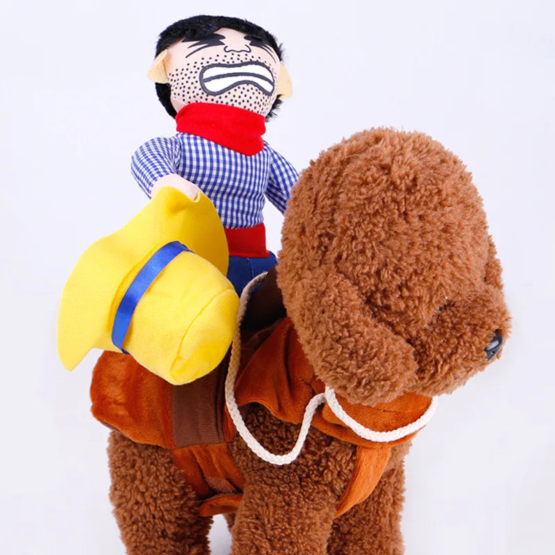 Dog fancy dress Horseback Riding Cosplay Costume Halloween Funny New Year's Dog Suit Soft Breathable Clothes Dogs Accessories