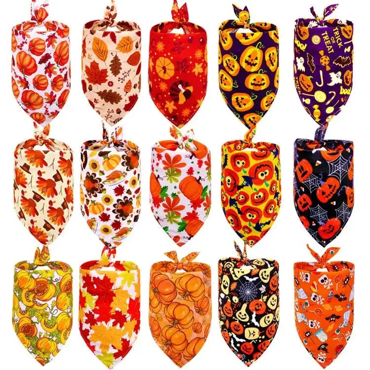 30PCS Dog Bandana Fall Pet Supplies Halloween Small Dog Cat Puppy Bandanas Scarf Thanksgiving Dog Supplies Dogs Bandana