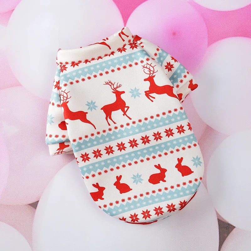 Christmas Dog Clothes Winter Warm Pet Coat Puppy Sweatshirt for Small Large Dogs Pomeranian Bulldog Cartoon Print Clothing