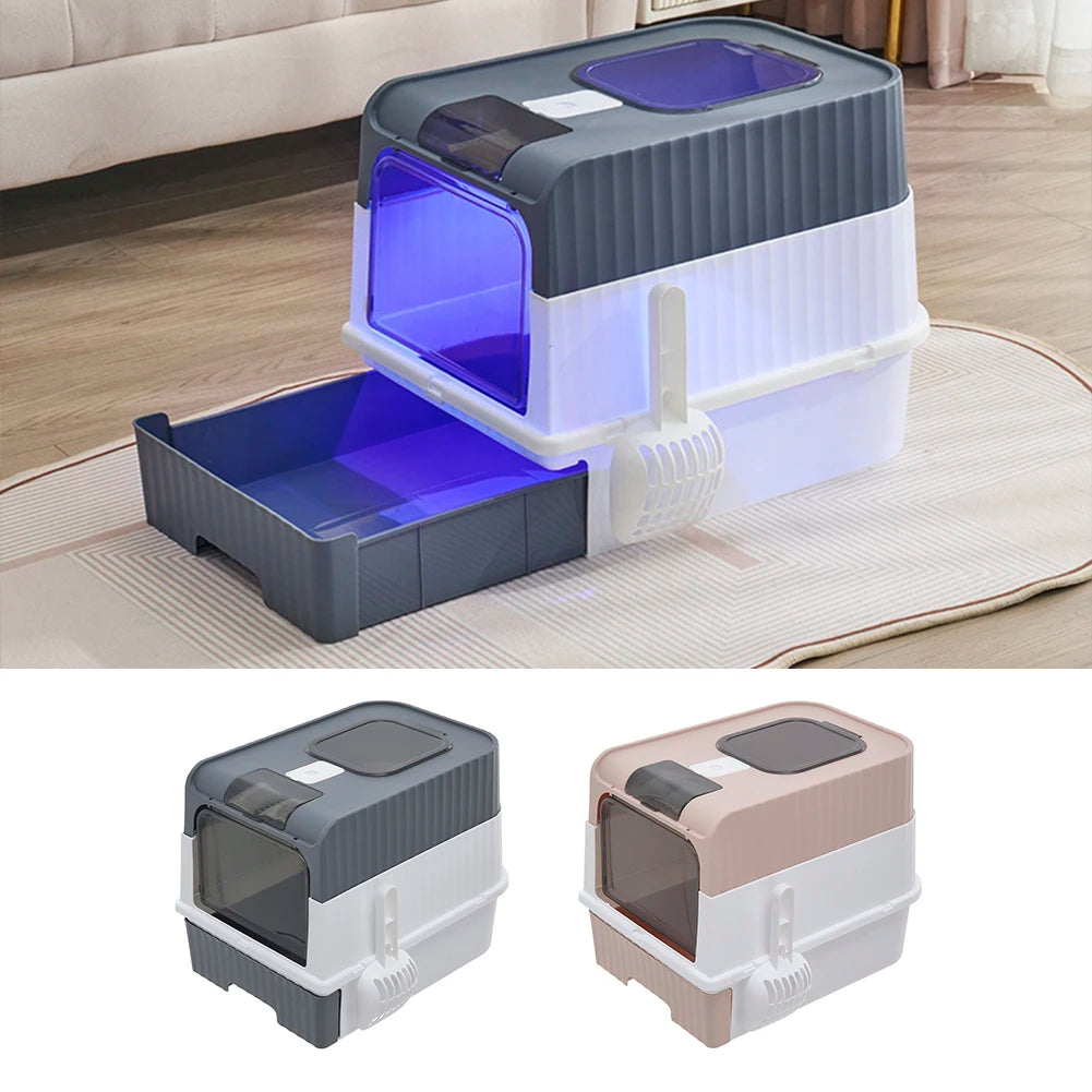 Tieker fully enclosed UV sterilizing cat litter box top entry splash-proof cat toilet large capacity