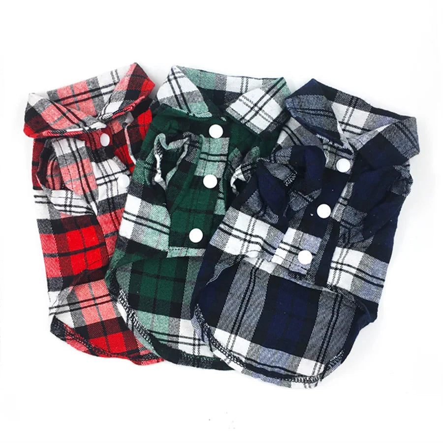 Stylish Plaid Shirt Coat for Small Dogs and Cats - Keep Your Pet Looking Cute and Cozy