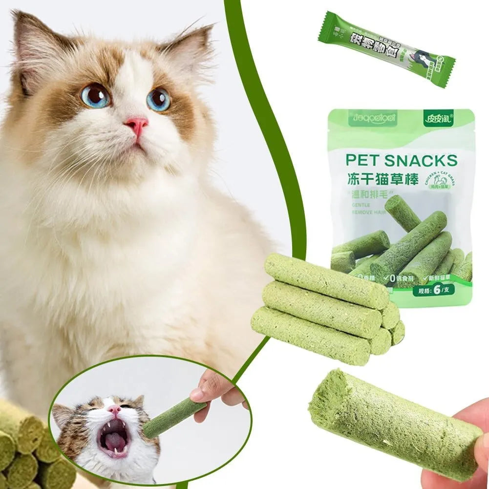 6/12/18pcs Cat Grass Teeth Grinding Stick Pet Snacks Cat Hair Cat Mild Baby Eat Ready Teeth Hairball Sticks Cleaning To Removal
