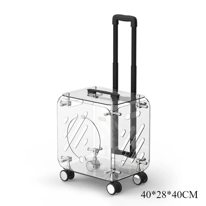 Pet Trolley Box Out Portable Transparent Hand Luggage Travel Trolley Airline Case Large Capacity Carriers for Dog Accessories