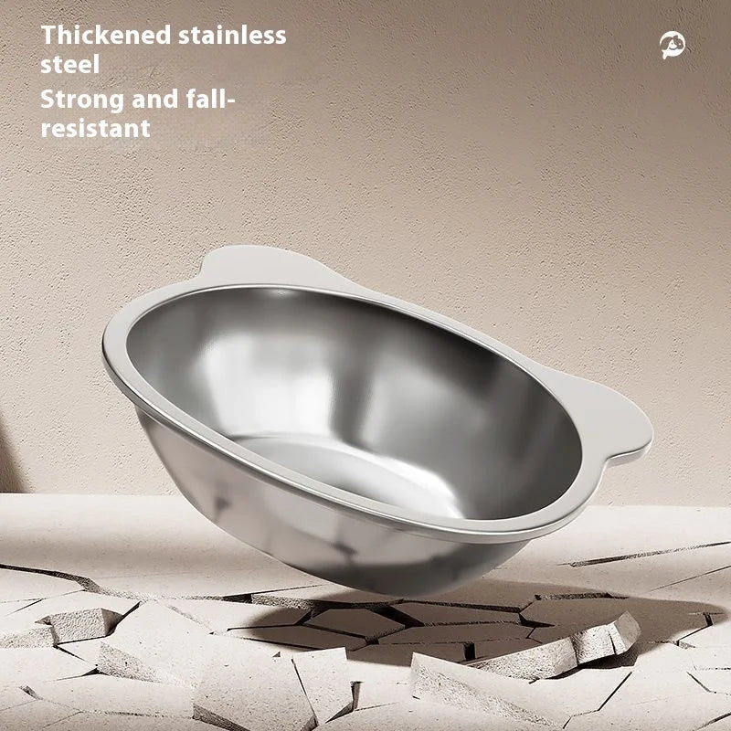 Eco-Friendly Stainless Steel Cat Bowl Stand - Elevated Feeder Anti-Tip Easy Clean Durable Pet Dish for Healthy Eating