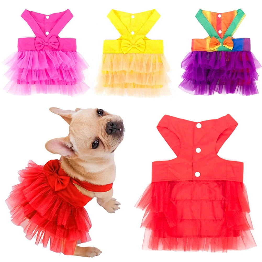 Pet Supplies Soft  Dog Lace Dress Breathable Comfortable Dog Princess Dress with Bowknot Pet Dress York