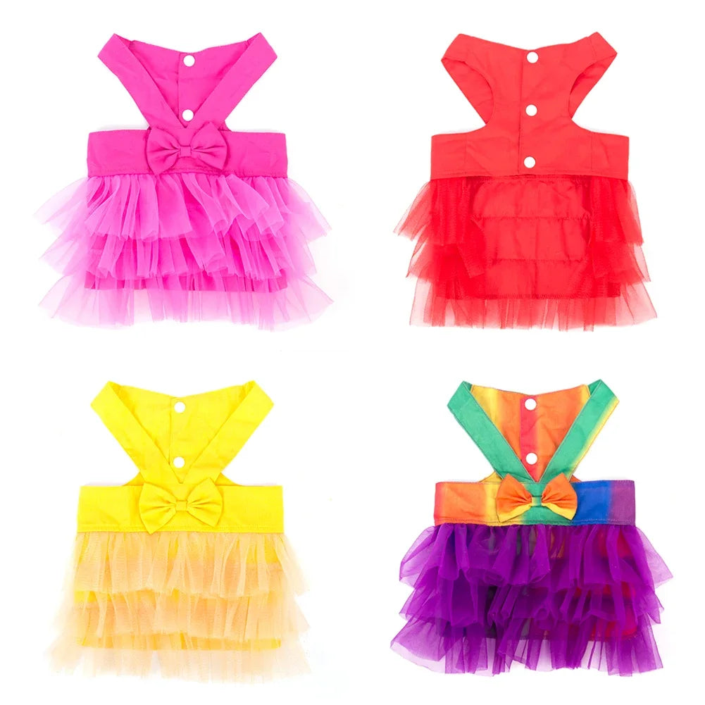 Pet Supplies Soft  Dog Lace Dress Breathable Comfortable Dog Princess Dress with Bowknot Pet Dress York
