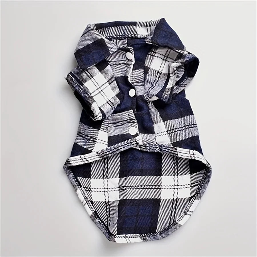 Stylish Plaid Shirt Coat for Small Dogs and Cats - Keep Your Pet Looking Cute and Cozy