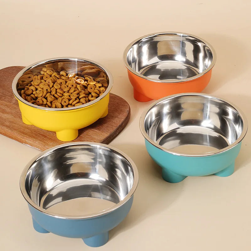 Personalized Stainless Steel Pet Dog Bowl Removable Anti Slip Four-Legged Solid Color Dog Cat Name Bowl Custom Gift Pet Products