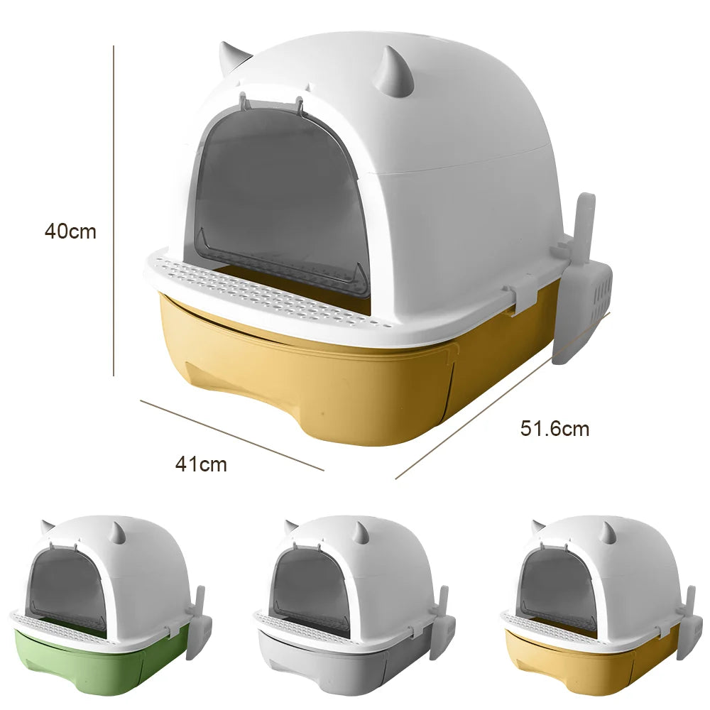 Cat litter box 51.6*41*40cm Anti-odorant Cat Litter Box Plastic Anti-Splash Cats Toilet Drawer Enclosed Pet Sandbox