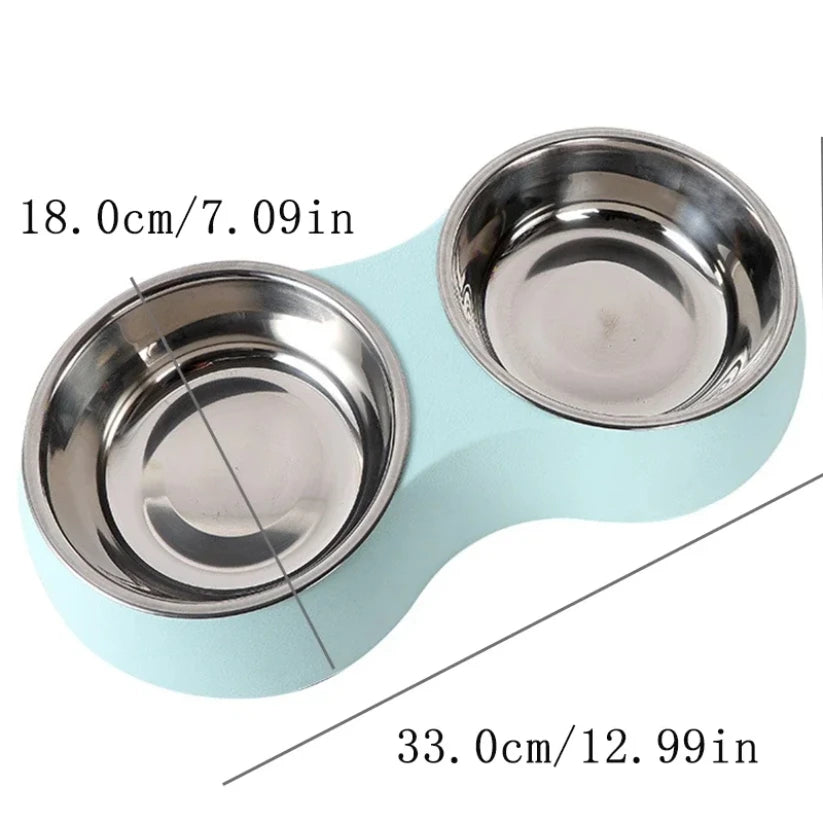 Double Pet Food Bowl Stainless Steel Drinkware Pet Drinking Food Dog Food Puppy Feeding Supplies Kitten Food Water Accessories