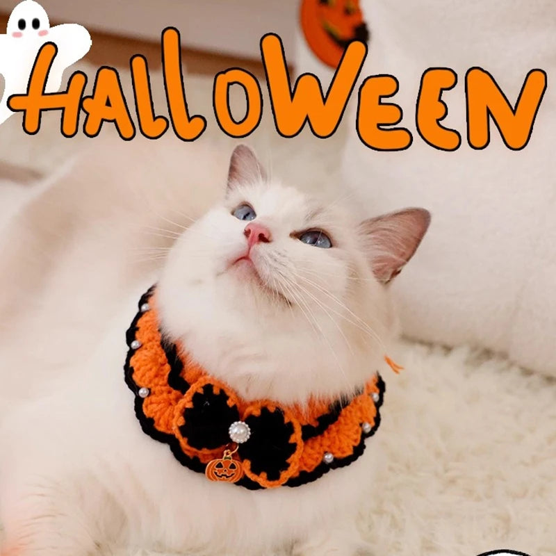 Halloween Cat Costume Collar Dog Clothing Pet Scarf Collar Cat Halloween Party Costume Cute Cat Scarf Halloween Decoration