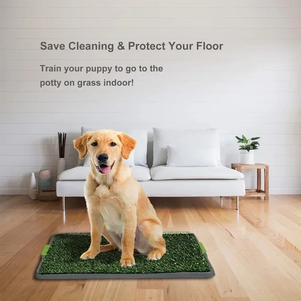 Pet Dog Toilet Dog Potty Pan Artificial Grass Pee Pad Removable Anti-Splash Large Dog Urinal Puppy Kitten Urine Cleaning Tool