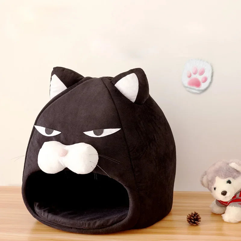 Warm Black Cat Shape House/Bed For Cats Bed Cushion Sleeping Bag Puppy bed Mat Cat Accessories Pet dog Bed Kennel Cama Gato